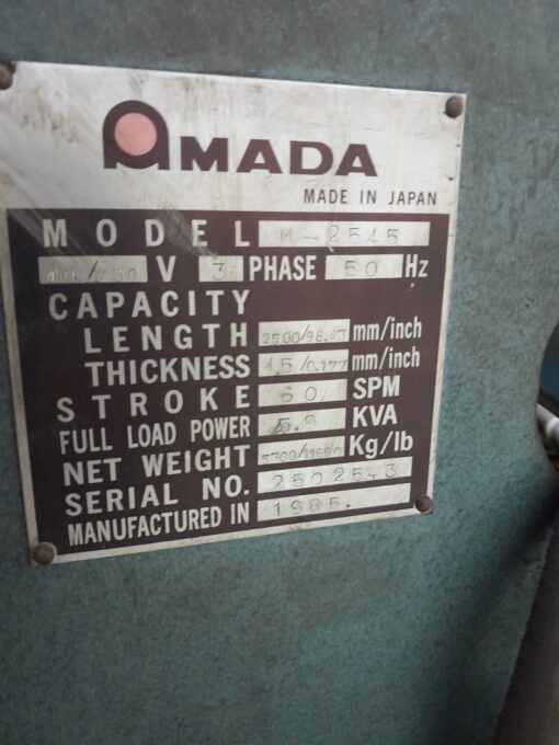 SOLD / Amada M2545 Mechanical Shear - Image 3